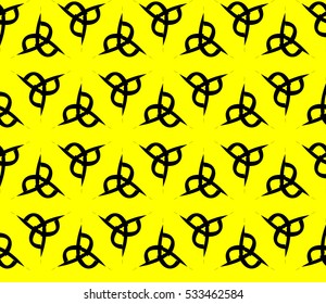 Abstract seamless pattern. Mirror geometric ornament. Vector illustration yellow color