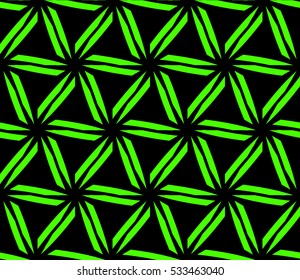 Abstract seamless pattern. Mirror geometric ornament. Vector illustration green color