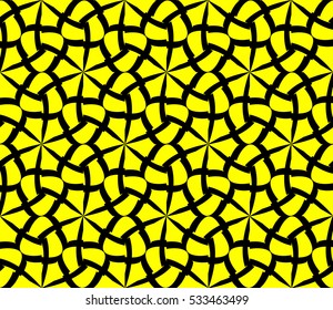 Abstract seamless pattern. Mirror geometric ornament. Vector illustration yellow color