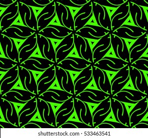 Abstract seamless pattern. Mirror geometric ornament. Vector illustration green color