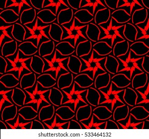 Abstract seamless pattern. Mirror geometric ornament. Vector illustration red color