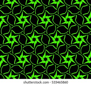 Abstract seamless pattern. Mirror geometric ornament. Vector illustration green color