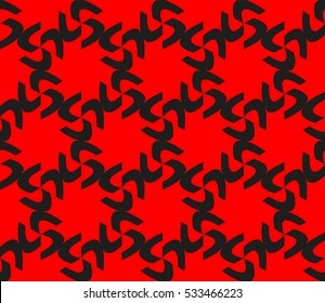 Abstract seamless pattern. Mirror geometric ornament. Vector illustration red color