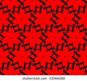 Abstract seamless pattern. Mirror geometric ornament. Vector illustration red color