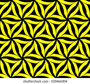 Abstract seamless pattern. Mirror geometric ornament. Vector illustration yellow color