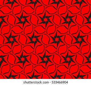 Abstract seamless pattern. Mirror geometric ornament. Vector illustration red color