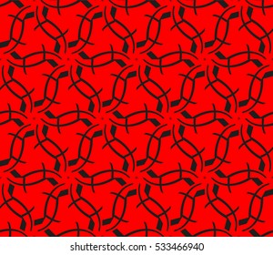 Abstract seamless pattern. Mirror geometric ornament. Vector illustration red color