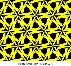 Abstract seamless pattern. Mirror geometric ornament. Vector illustration yellow color