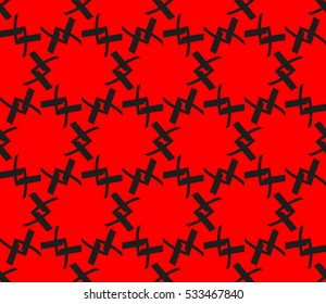 Abstract seamless pattern. Mirror geometric ornament. Vector illustration red color