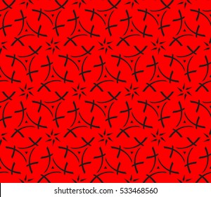 Abstract seamless pattern. Mirror geometric ornament. Vector illustration red color