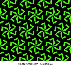 Abstract seamless pattern. Mirror geometric ornament. Vector illustration green color