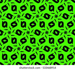 Abstract seamless pattern. Mirror geometric ornament. Vector illustration green color