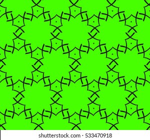 Abstract seamless pattern. Mirror geometric ornament. Vector illustration green color
