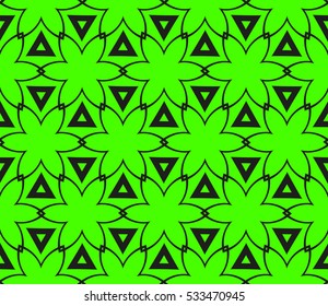 Abstract seamless pattern. Mirror geometric ornament. Vector illustration green color