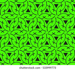 Abstract seamless pattern. Mirror geometric ornament. Vector illustration green color