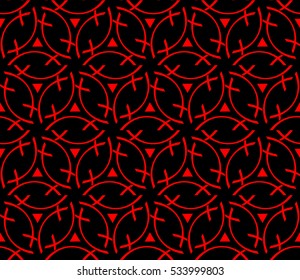 Abstract seamless pattern. Mirror geometric ornament. Vector illustration red color