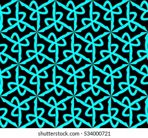 Abstract seamless pattern. Mirror geometric ornament. Vector illustration blue color