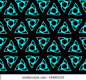 Abstract seamless pattern. Mirror geometric ornament. Vector illustration blue color