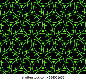 Abstract seamless pattern. Mirror geometric ornament. Vector illustration green color