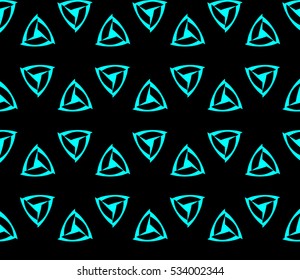 Abstract seamless pattern. Mirror geometric ornament. Vector illustration blue color
