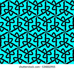 Abstract seamless pattern. Mirror geometric ornament. Vector illustration blue color