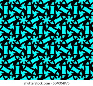 Abstract seamless pattern. Mirror geometric ornament. Vector illustration blue color