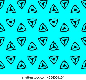 Abstract seamless pattern. Mirror geometric ornament. Vector illustration blue color