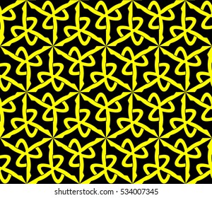 Abstract seamless pattern. Mirror geometric ornament. Vector illustration yellow color