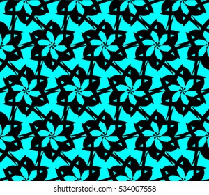 Abstract seamless pattern. Mirror geometric ornament. Vector illustration blue color