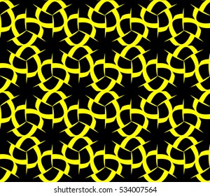 Abstract seamless pattern. Mirror geometric ornament. Vector illustration yellow color