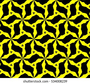 Abstract seamless pattern. Mirror geometric ornament. Vector illustration yellow color