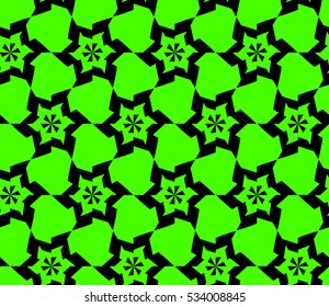 Abstract seamless pattern. Mirror geometric ornament. Vector illustration green color