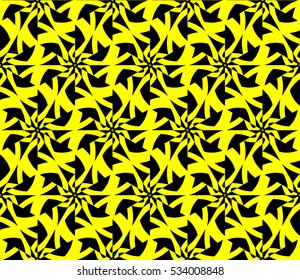 Abstract seamless pattern. Mirror geometric ornament. Vector illustration yellow color