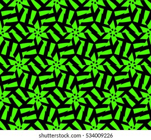 Abstract seamless pattern. Mirror geometric ornament. Vector illustration green color