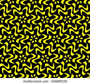 Abstract seamless pattern. Mirror geometric ornament. Vector illustration yellow color