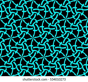 Abstract seamless pattern. Mirror geometric ornament. Vector illustration blue color