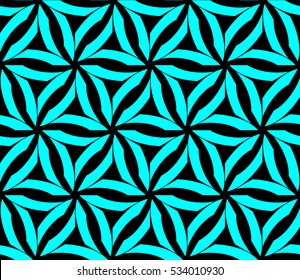 Abstract seamless pattern. Mirror geometric ornament. Vector illustration blue color