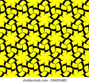 Abstract seamless pattern. Mirror geometric ornament. Vector illustration yellow color