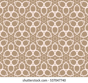 Abstract seamless pattern. Mirror geometric ornament. Vector illustration beige color