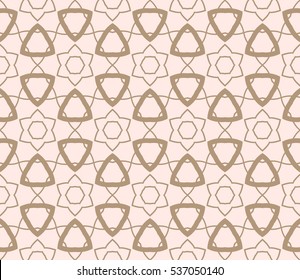 Abstract seamless pattern. Mirror geometric ornament. Vector illustration beige color