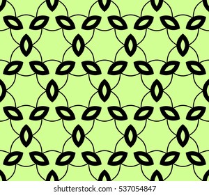Abstract seamless pattern. Mirror geometric ornament. Vector illustration green color