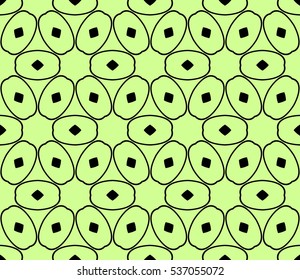 Abstract seamless pattern. Mirror geometric ornament. Vector illustration green color