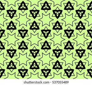 Abstract seamless pattern. Mirror geometric ornament. Vector illustration green color