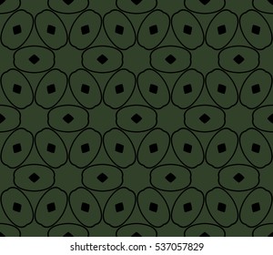Abstract seamless pattern. Mirror geometric ornament. Vector illustration green color