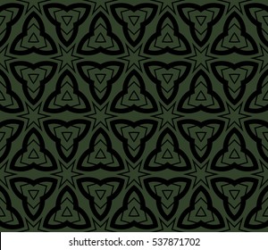 Abstract seamless pattern. Mirror geometric ornament. Vector illustration green color