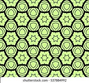 Abstract seamless pattern. Mirror geometric ornament. Vector illustration green color