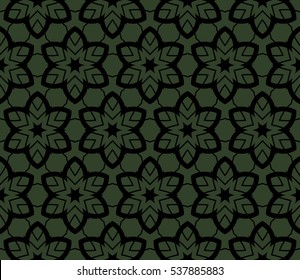 Abstract seamless pattern. Mirror geometric ornament. Vector illustration green color