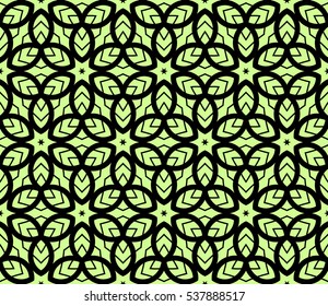 Abstract seamless pattern. Mirror geometric ornament. Vector illustration green color