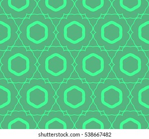 Abstract seamless pattern. Mirror geometric ornament. Vector illustration green color