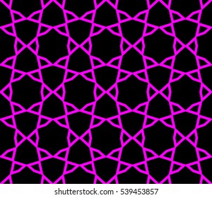 Abstract seamless pattern. Mirror geometric ornament. Vector illustration purple color